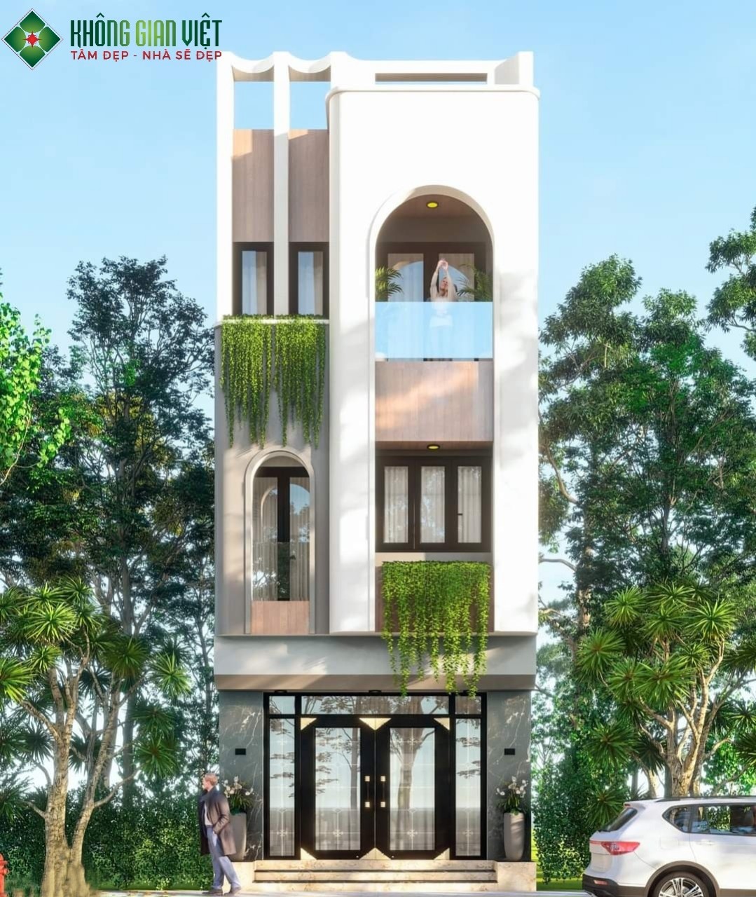 thiết kế nhà phố 1 trệt 2 lầu