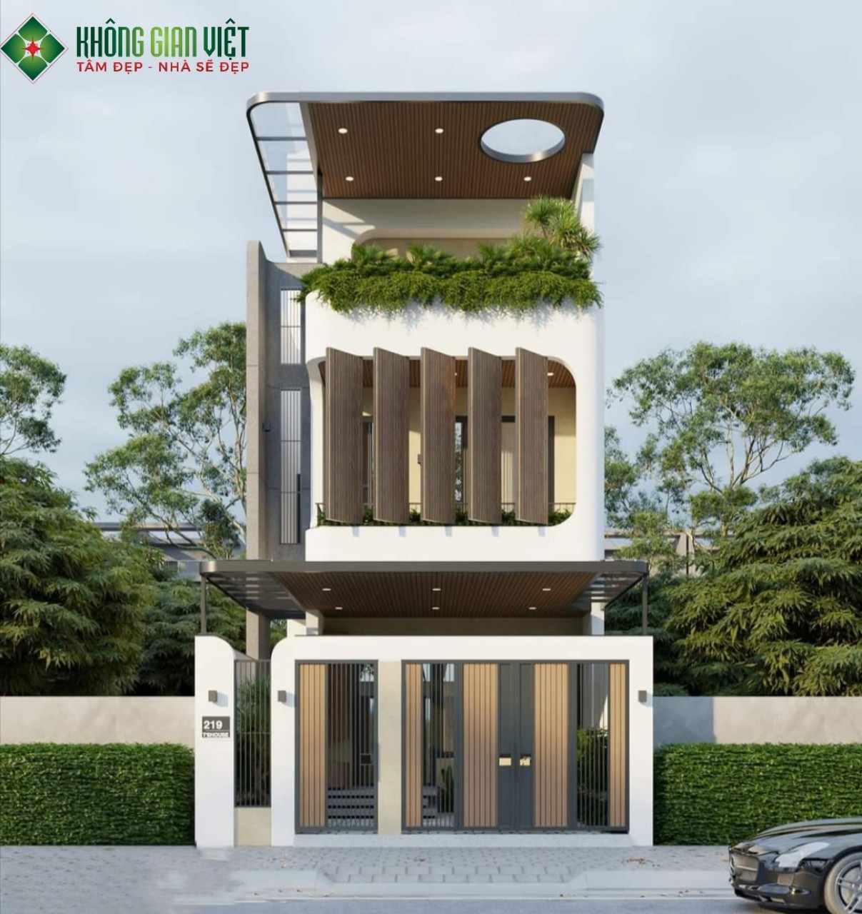 mẫu nhà 1 trệt 2 lầu hiện đại